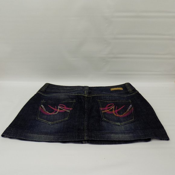 Express Denim Mini Skirt Embellished Pocket Size 8 - Picture 8 of 9